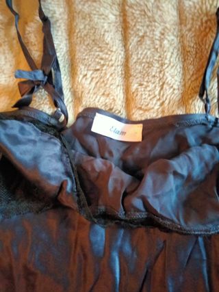 Pijama de seda negro/azul talla S