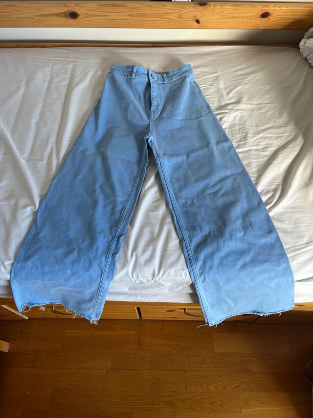 Pantalón ancho azul Mango Teen