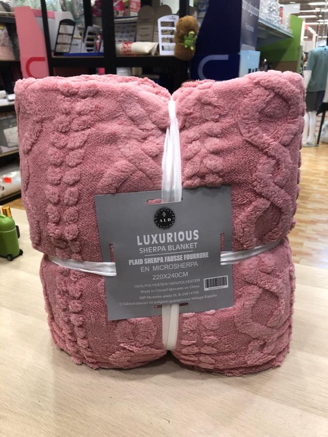 Manta Sherpa Rosa 220x240cm