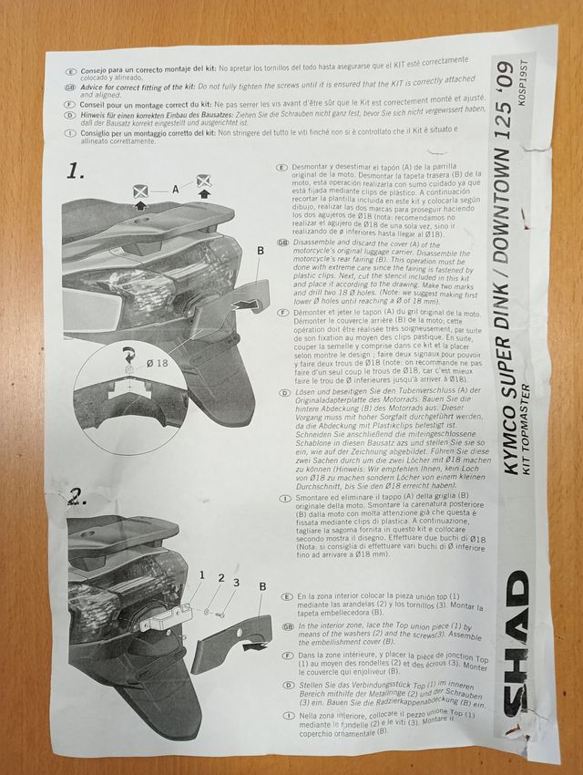 Soporte Baúl Shad Kymco Downtown 125