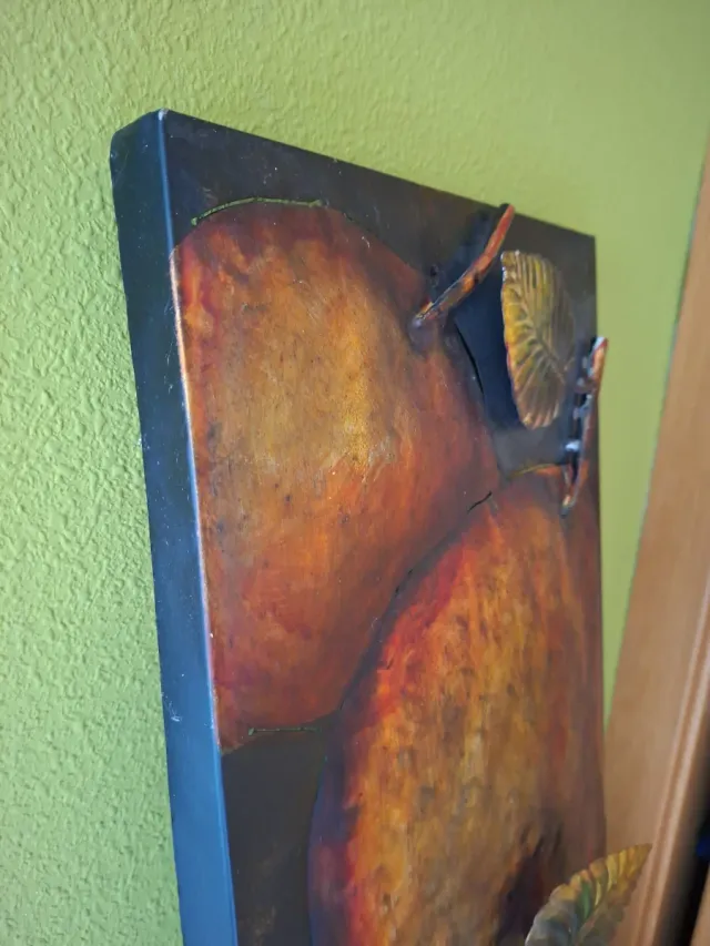 Cuadro Manzanas Metálico Dorado y Rojo