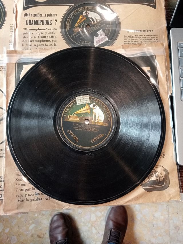 6 discos pizarra o piedra 25 cm Gramophone 1908