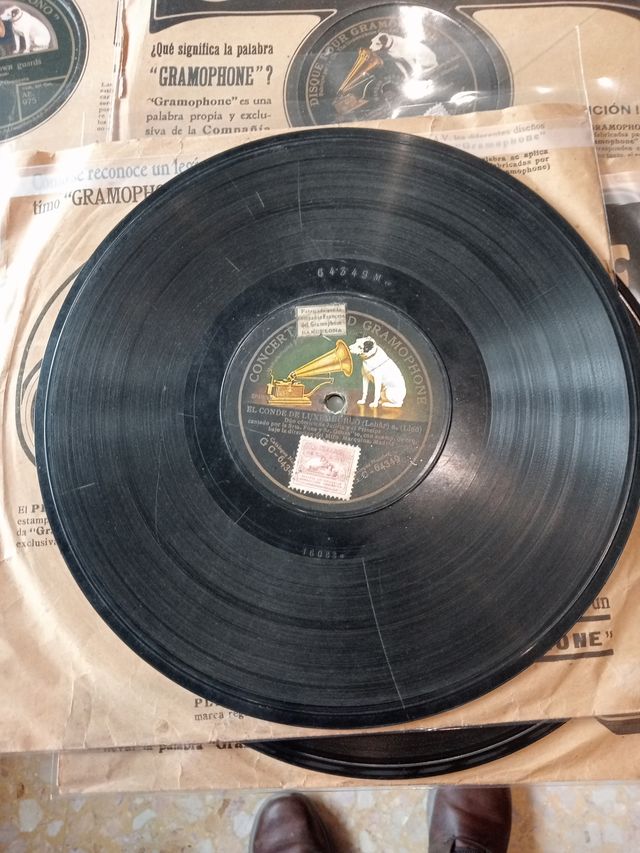 6 discos pizarra o piedra 25 cm Gramophone 1908