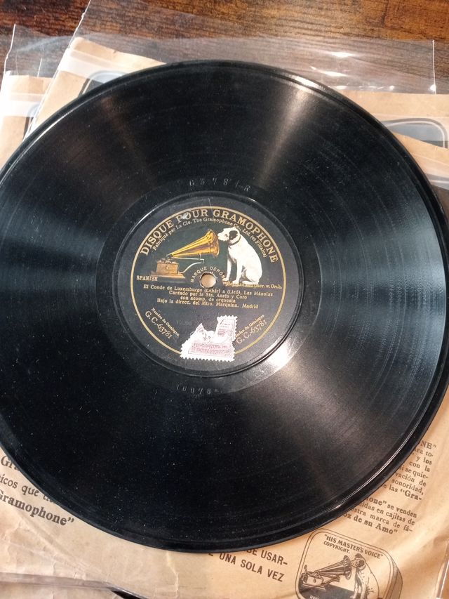6 discos pizarra o piedra 25 cm Gramophone 1908