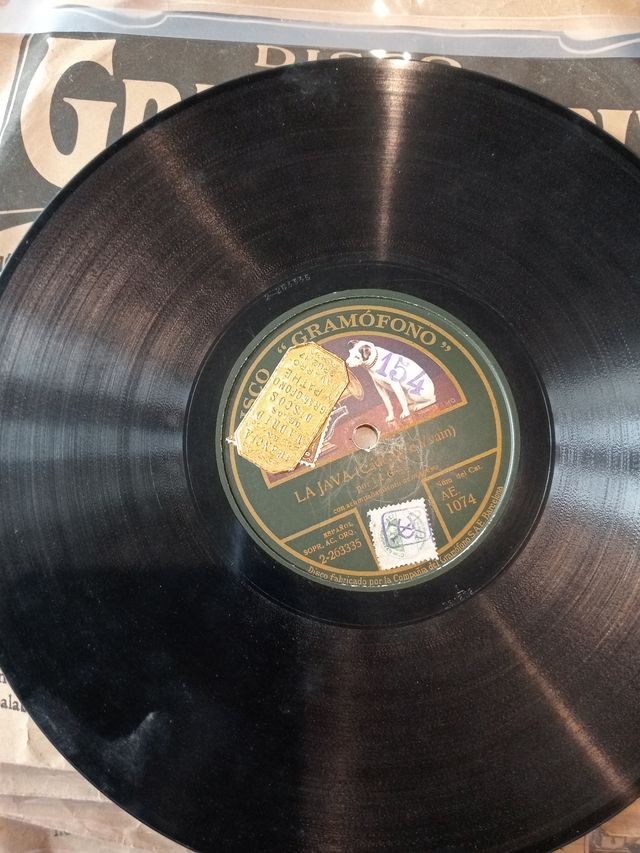 6 discos pizarra o piedra 25 cm Gramophone 1908