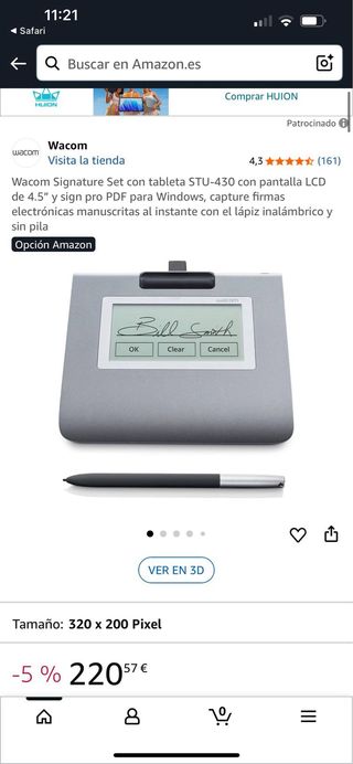 Tableta firma Wacom STU-430 con lápiz