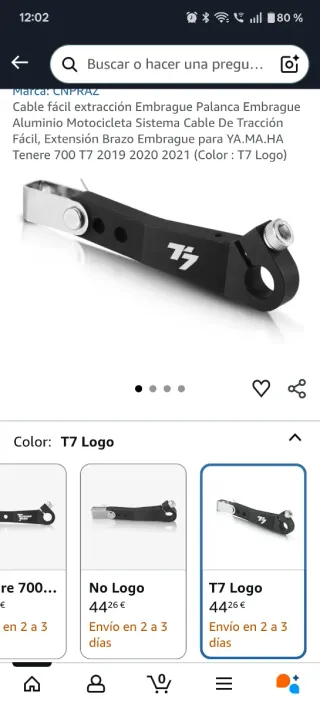 Palanca Embrague Yamaha T7 CNC Aluminio