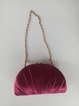 Conjunto bolso, zapatos y tocado color bugambilla