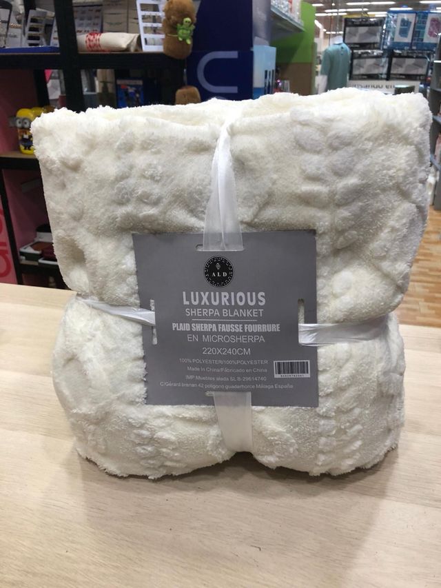 Manta Sherpa 220x240cm Beige/Blanco