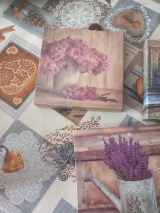 Set 3 Quadri Floreali e Lavanda