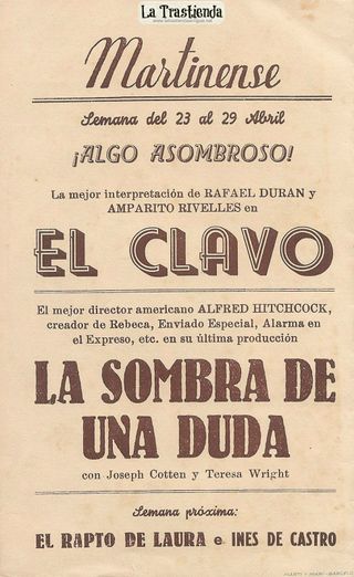 Folleto de cine La Sombra de una Duda