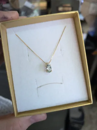 Colgante Oro  Aguamarina y Brillantes