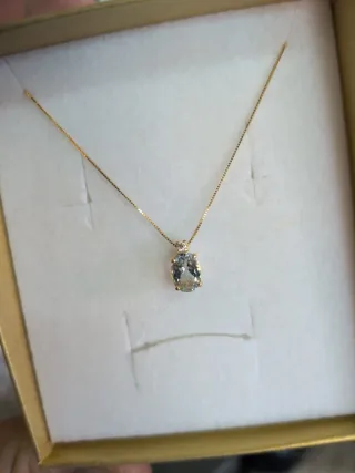 Colgante Oro  Aguamarina y Brillantes