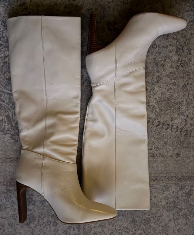 Botas Mango crema tacón
