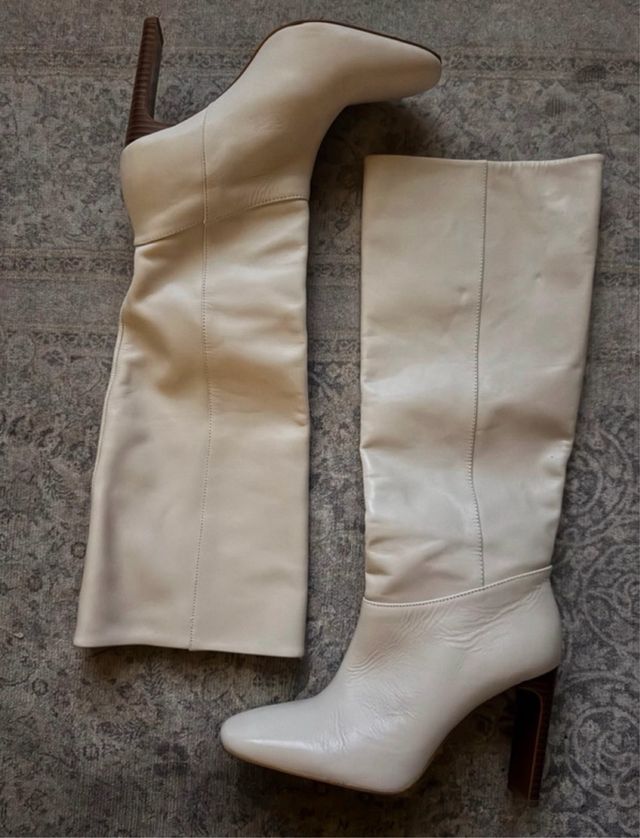 Botas Mango crema tacón