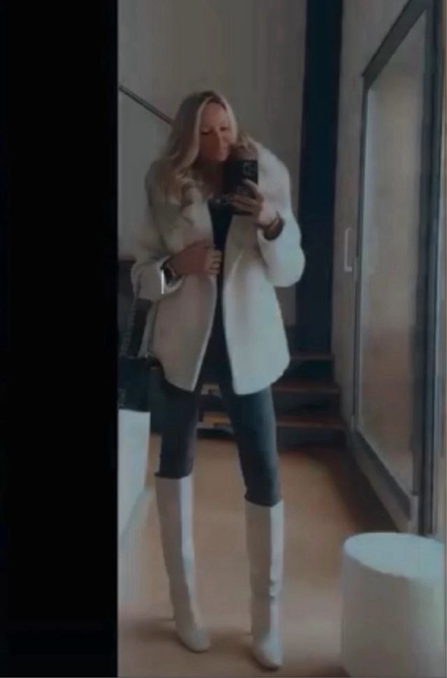 Botas Mango crema tacón