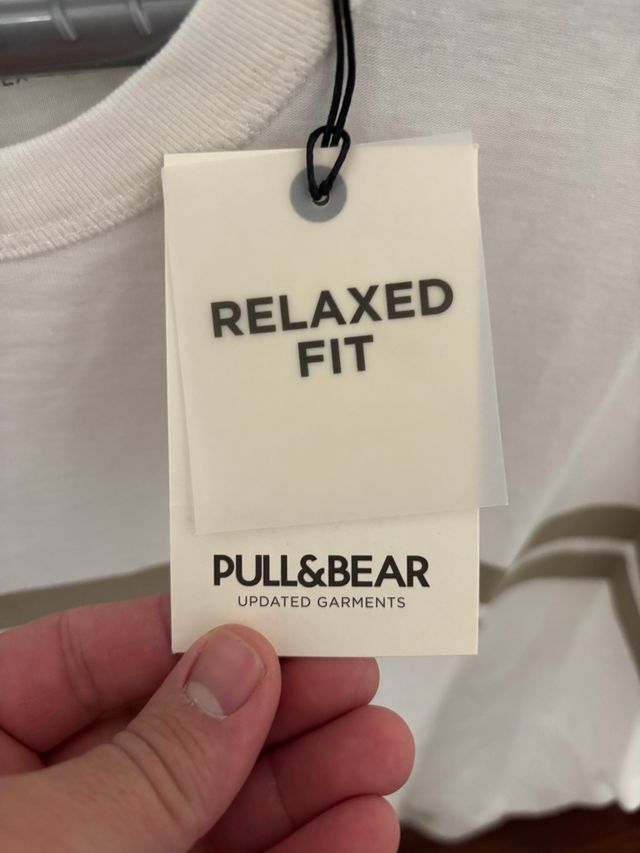 Camiseta Pull&Bear Relaxed Fit Rayas Beige Talla L