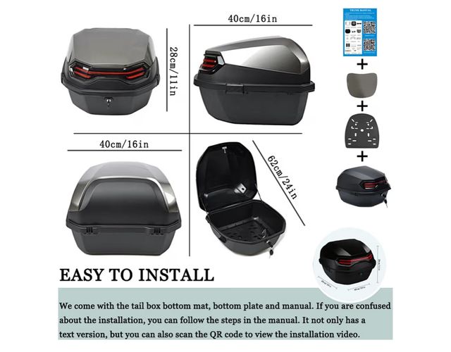 NUACOS 35L Baú de Moto Top Case Universal Impermeável