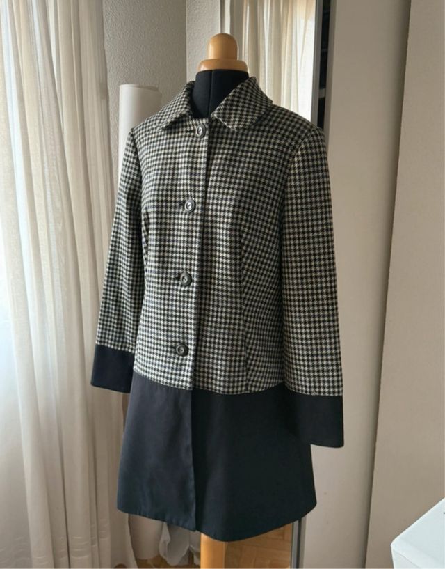 Abrigo atemporal pata gallo y ante , pieza uníca