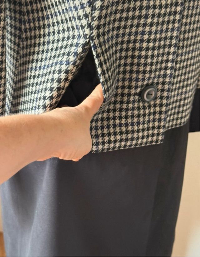 Abrigo atemporal pata gallo y ante , pieza uníca