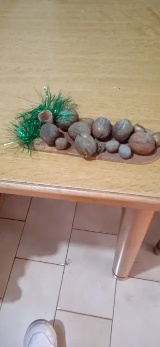 Porta candela natalizio in pietra e legno