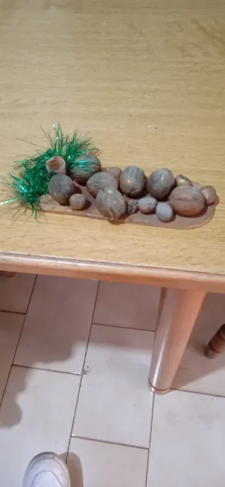 Porta candela natalizio in pietra e legno