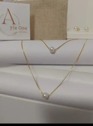 Conjunto Collar y Pendientes Baño Oro 18k