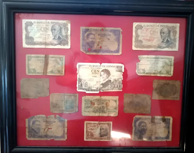 Cuadro Colección Billetes Antiguos Españoles