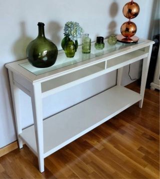 Tavolo consolle Liatorp bianco in cristallo
