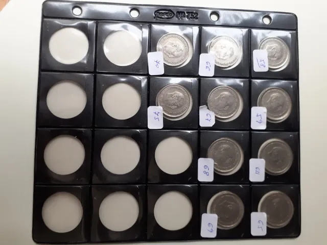 10 Monedas 25 pts Franco 1957 de 10 años distintos