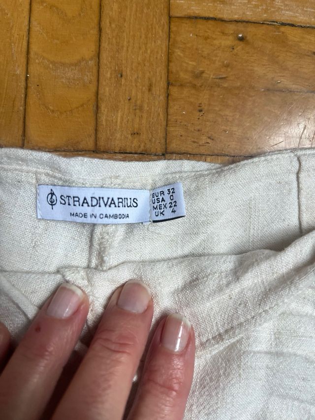 Falda pantalón lino Stradivarius beige