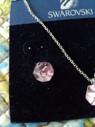Conjunto Swarovski Collar y Pendientes Rosa