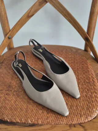 Bailarinas Zara Puntiagudas Beige/Gris