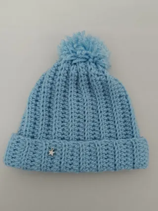 Regalo Natale Cappello lana bimbo 1-2 anni azzurro