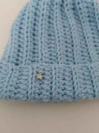 Regalo Natale Cappello lana bimbo 1-2 anni azzurro