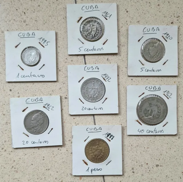 7 monedas de Cuba de entre 1920 y 1988