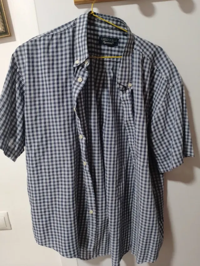 Camisa de rayas azul y blanca para hombre