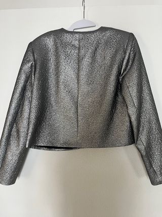 Chaqueta Zara Plateada Texturizada