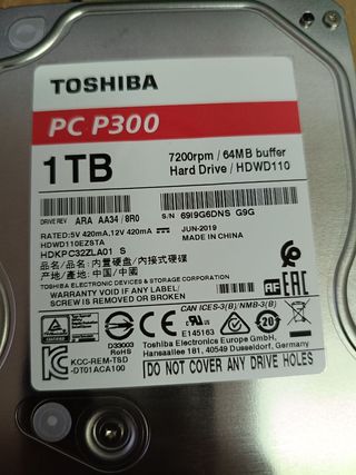 Disco Duro Toshiba P300 1TB 7200RPM SATA