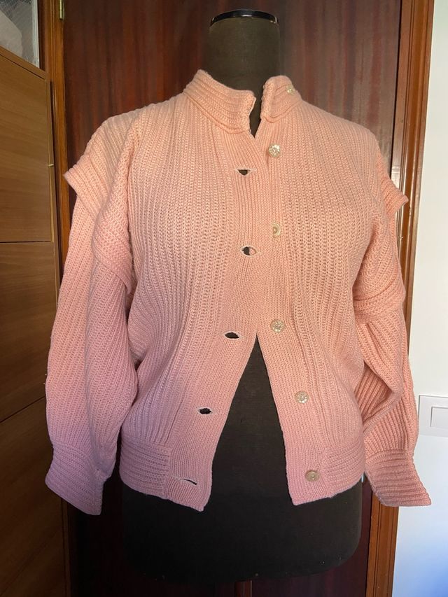 Cárdigan rosa de punto