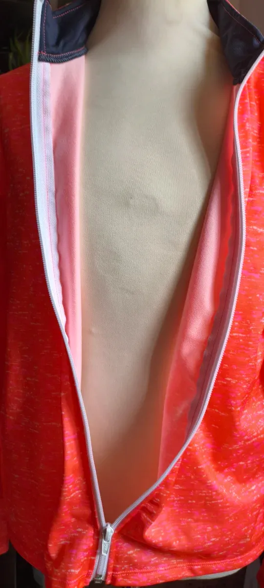 Giacchetta da felpa per bambina con cerniera corallo