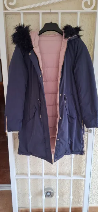 Abrigo largo acolchado reversible