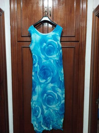Vestido y chaqueta azul floral T.46
