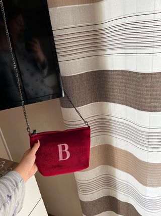 Borsa tracolla velluto rossa con iniziale B