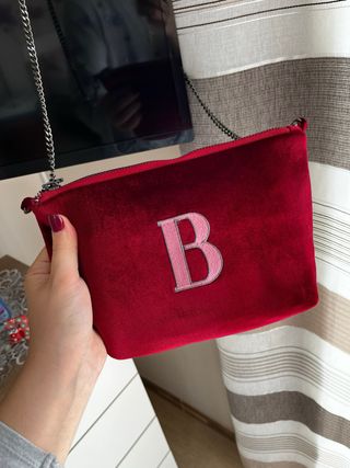 Borsa tracolla velluto rossa con iniziale B