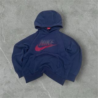 Felpa Nike blu vintage logo rosso sbiadito
