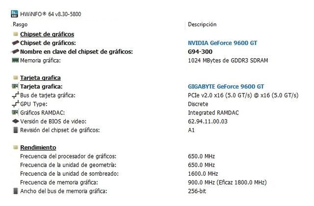 Tarjeta Gráfica Gigabyte GV-NX96T1GHP Nvidia 9600