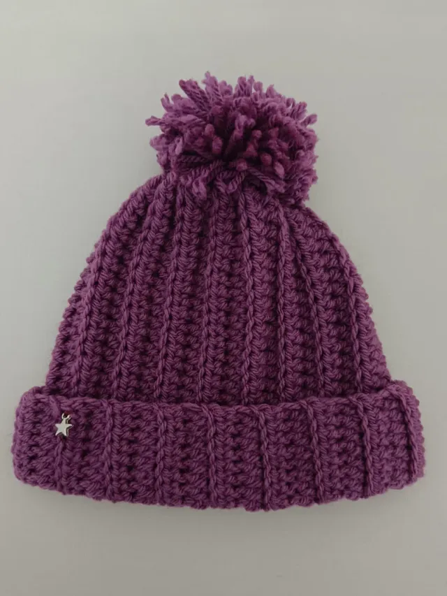 Natale Cappello bimba 1-2 anni pon pon viola