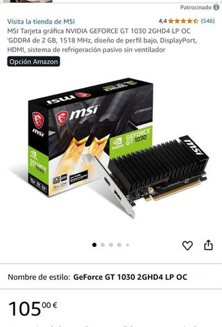MSI Tarjeta Gráfica NVIDIA GeForce GT 1030