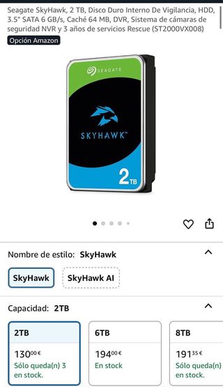 Disco Duro Seagate SkyHawk 2TB Vigilancia